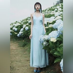 Silk Blue Dress/ Size Small